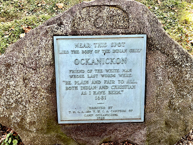 Chief Ockanickon's historic grave marker